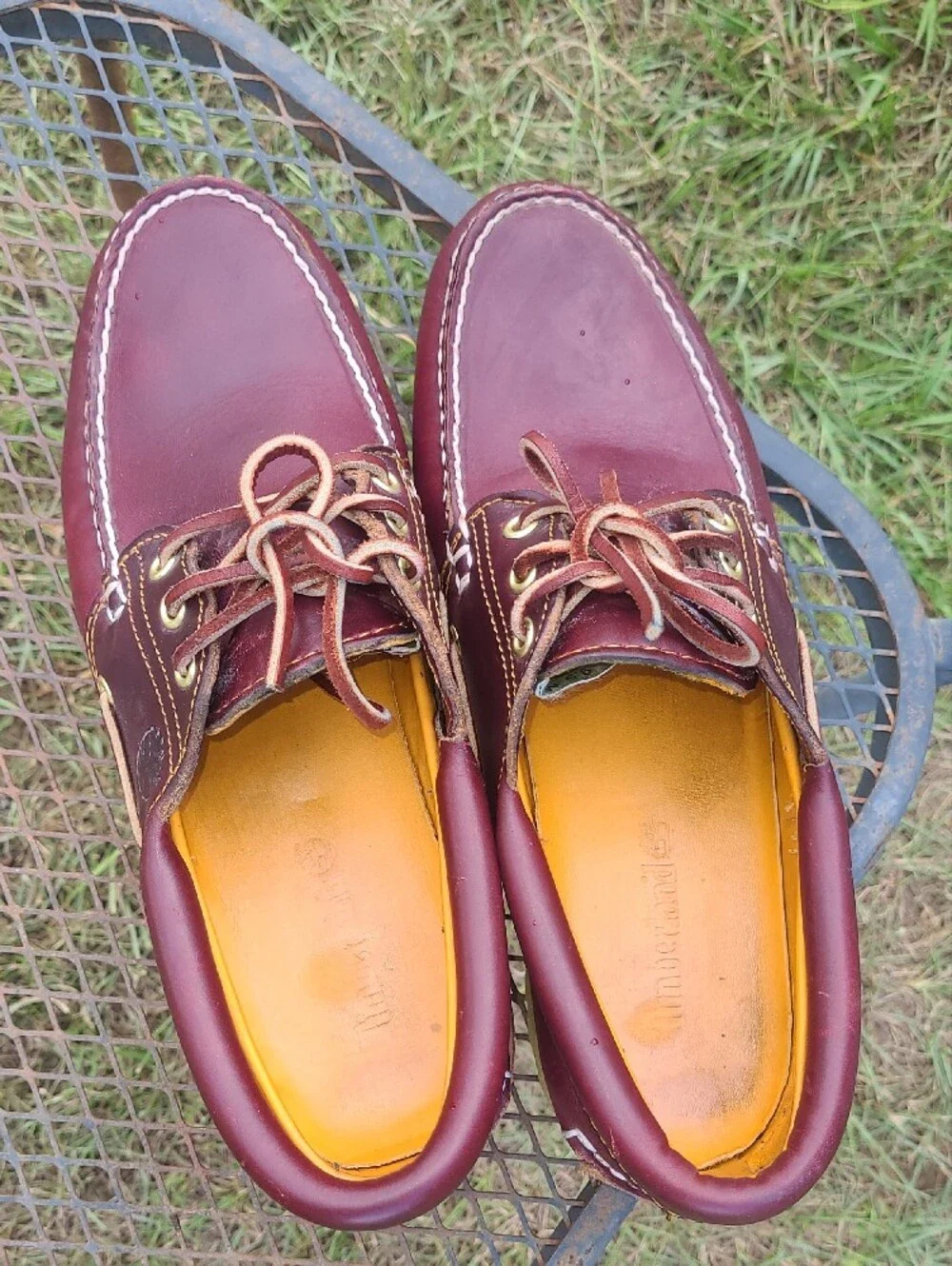 Timberland Men's Brown Leather Boat Shoes with Tan Crepe Sole Size Mens 9.5m